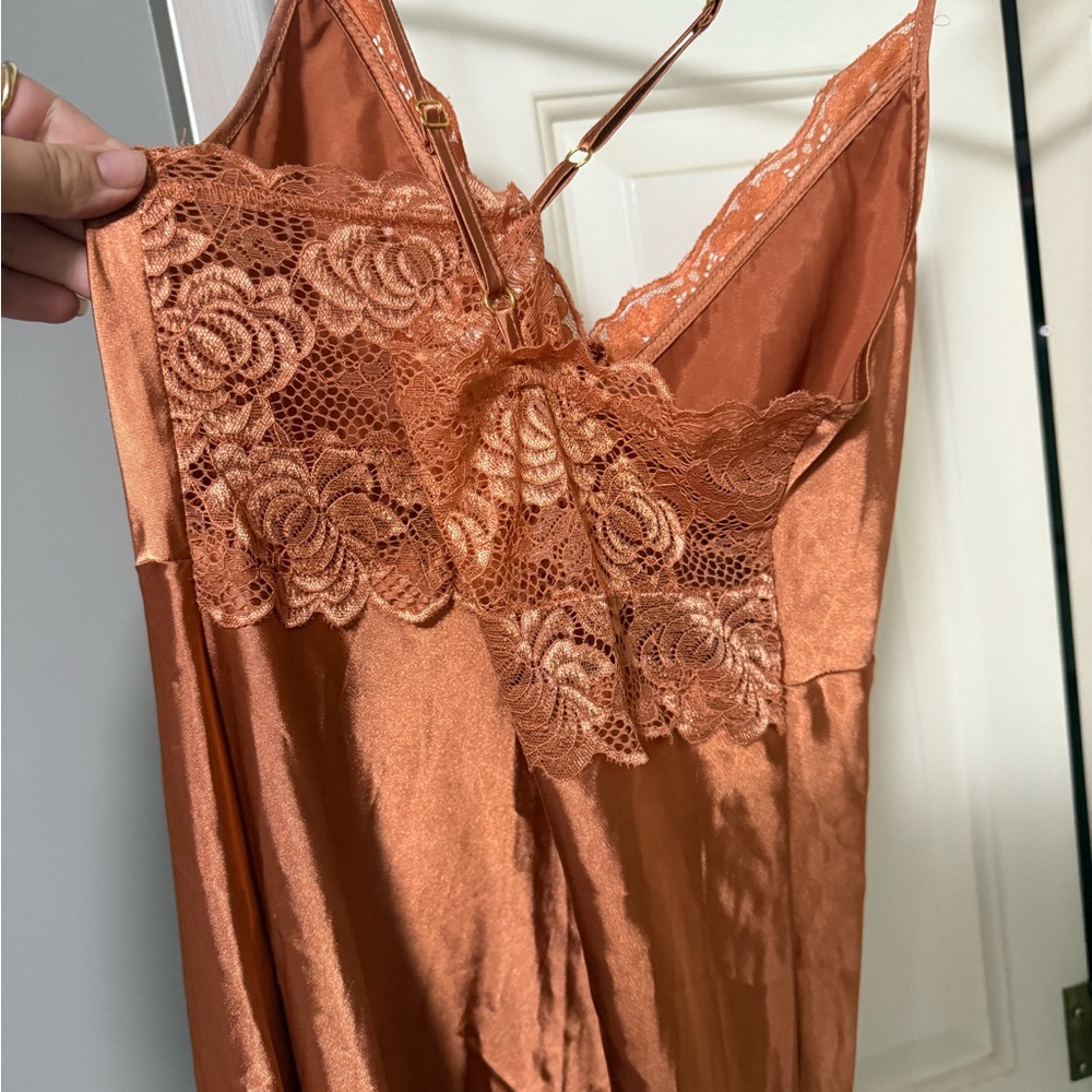 Silky Lace Trim Cami Dress